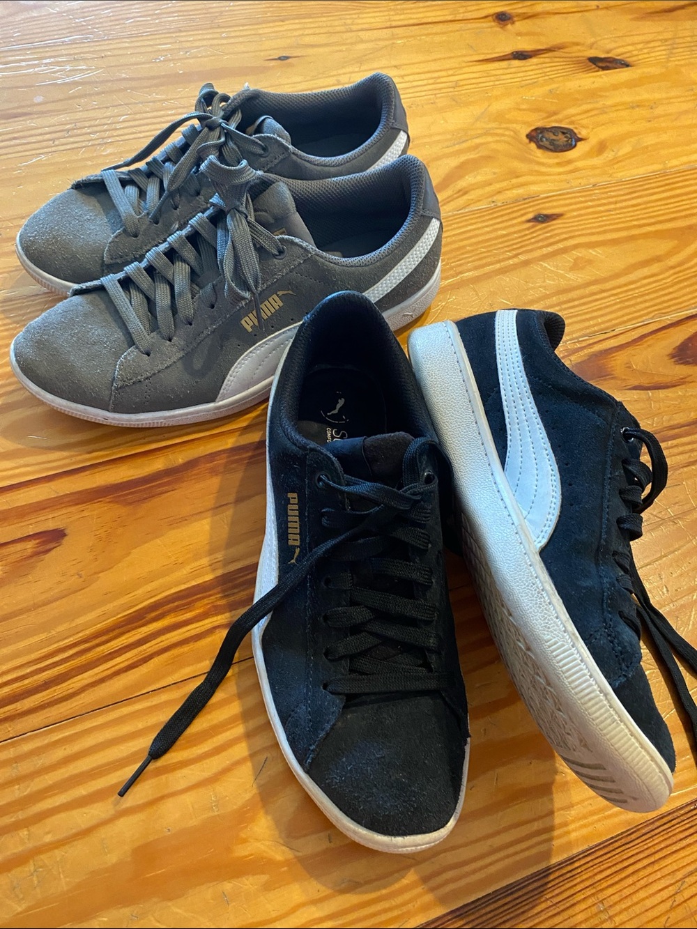 Two pair - Puma womens Suede Sneakers in Black & Gray